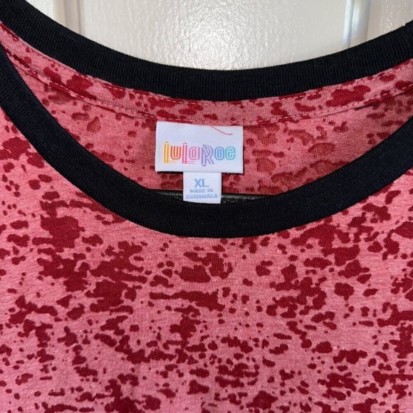 Vintage Long Sleeve Lularoe Shirt Pink Red Leopard Print Black Trim Women's XL - Picture 4 of 8
